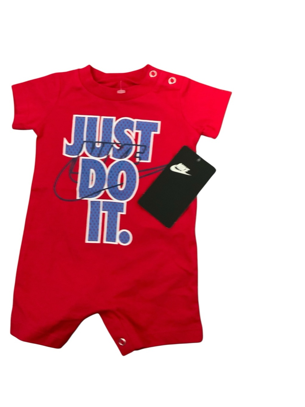 Nike Baby Boys Romper One Piece Outfit "Just Do it" Red White Blue NEW BORN